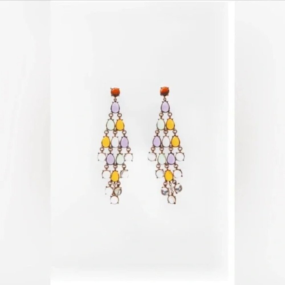 Zara Resin Waterfall Drop Dangle Earrings NWT - Picture 3 of 3